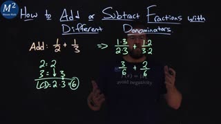 How to Add or Subtract Fractions with Different Denominators | 1/2+1/3 | Part 1 of 6 | Minute Math