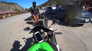 Motorcyclist Nearly Clips Deer Crossing Road