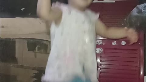 Cute baby jumping