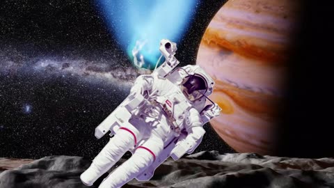 Animated astronaut and jupiter..