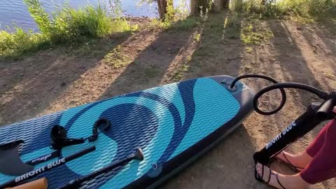 BRIGHT BLUE 11'6" Inflatable Stand Up Paddle Board (6" Thick) with Pump, Paddle, Fin