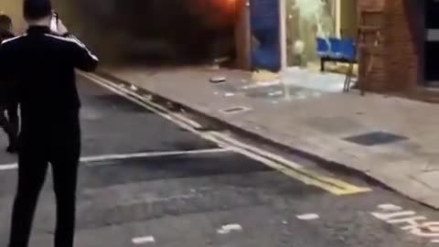 Locals in Sunderland burn a police station after a protest about two-tier policing