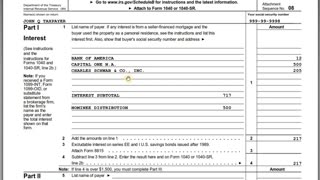 IRS Form 1040 Schedule B - Interest and Dividend Income