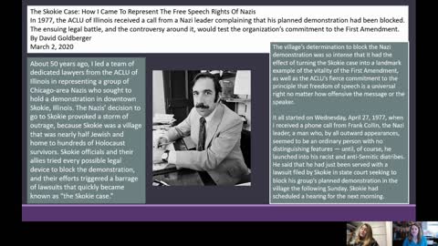 11/13/2020 - The ACLU Skokie IL Case 43 Years Later (Freedom of Speech)