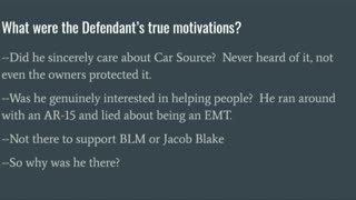 Prosecutor points out that Kyle Rittenhouse did not support Jacob Blake and BLM as if this is evidence that speaks to his character