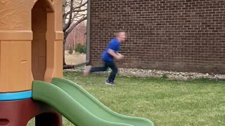 Escaped Rooster Chases a Boy During Birthday Party
