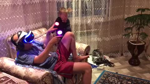 Russian guy first time playing VR
