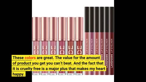 12pcs matte liquid lipstick + lip liner pens set, one step lips makeup kits pigment velvety nude lip