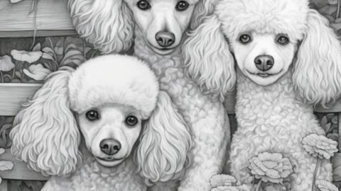 Dogs and Puppies Grayscale Coloring Book