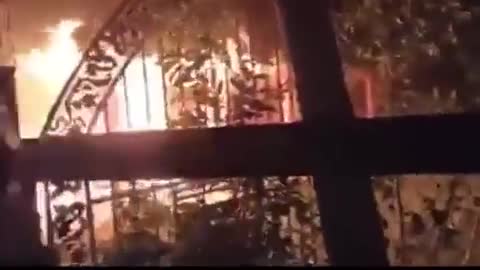 ⁣Ancestral home of Rajapaksas set on fire by anti-government protesters