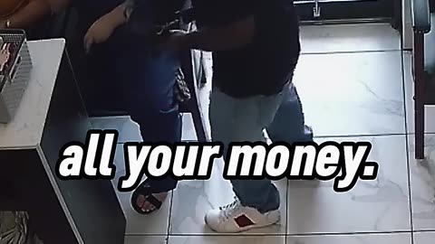 Thief's demands ignored during failed robbery attempt.