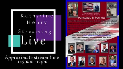 Katherine Speaking via Stream at Pancakes & Patriots in Holland, MI 04-16-22