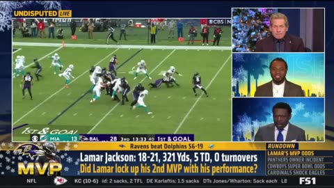 UNDISPUTED Lamar is the MVP - Skip Bayless reacts Lamar's 5 TD as Ravens def Dolphins 56-19