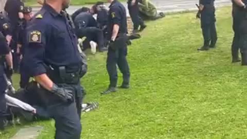 Swedish police unleash their dogs on students