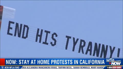 Sacramento Lockdown Protest Flyover - California Governor Gavin Newsom Portrayed As Hitler