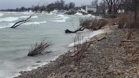 Windy Day Produces Big Waves on Lake