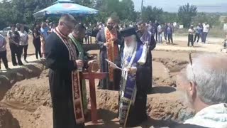 Setting the cornerstone for a church in the village of Kanatlarci, Prilep