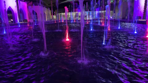 Water fountains illuminated