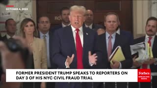 President Trump Speaks to Reporters on Day 3 of His NYC Civil Fraud Trial Corrupt Leticia James
