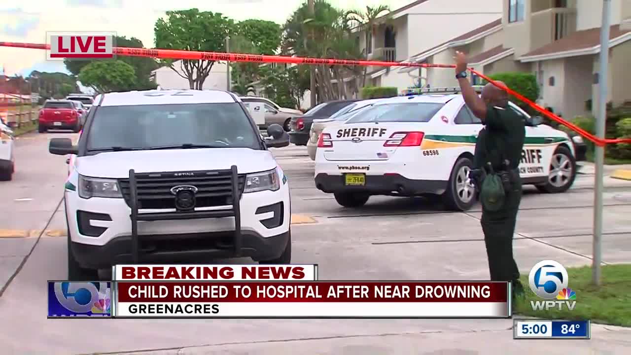 Child hospitalized following near drowning call in Greenacres
