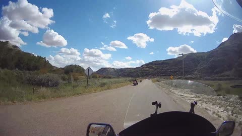 Riding Drumheller Alberta on a Honda Goldwing