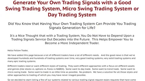 NEW BEST Trading Signals Services and Trading Systems to Generate Your Own Signals
