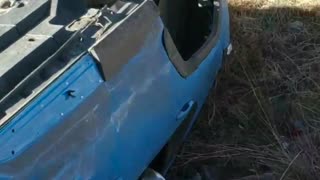 Car Bounces off Safety Rails Before Leaving Road