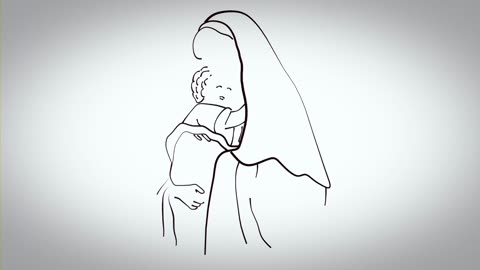 Draw a mother hugging her son