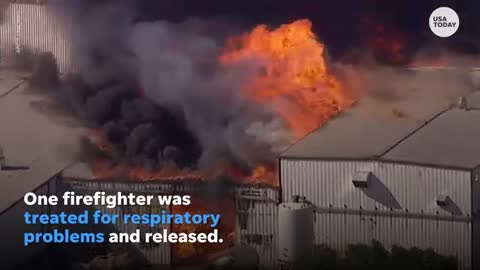 Chemical plant explosion causes multi day long fire in Illinois