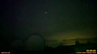 Mysterious green laser beams that appeared over the night sky in Hawaii earlier this year.