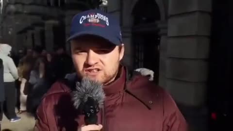 An Irishman speaks his truth outside of Parliament in Ireland - Houses of the Oireachtas