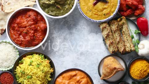 Assorted indian food on stone background Dishes of indian cuisine-Assorted indian food on stone back