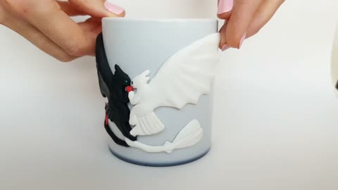 Cup with decor Heart couple Toothless fury How to train your dragon. Blue magic gift mug AnneAlArt