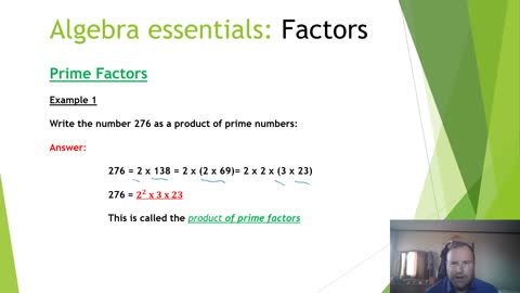 Algebra Essentials, Factors and Prime Numbers