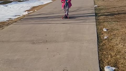 Kids Riding Scooters Downhill Wreck Simultaneously