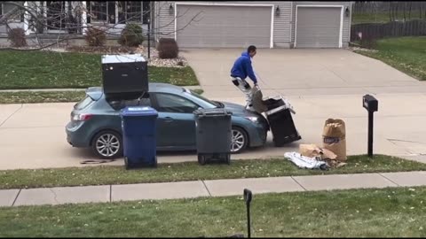 Man Damages His Car While Loading Up Grill