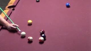 CUT SHOT ON A TIGHT ANGLE TO THE CORNER POCKET!