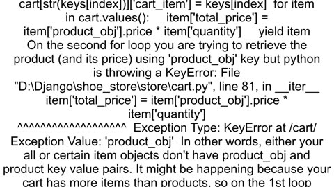 KeyError at cart 39product_obj39 Django