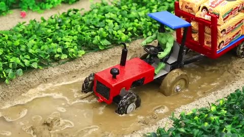 diy mini tractor heavy trolley stuck in mud with parle g science project @sanocreator