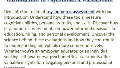 Explore the World of Psychometric Assessment