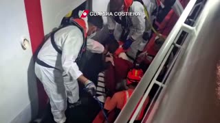 Italian coast guards rescue dozens aboard burning ferry
