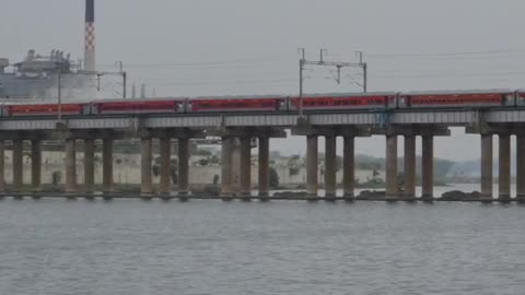 Train On Bridge on pass in India