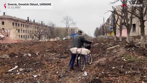 Watch: war-weary Ukrainians chop wood in order to 'survive' winter