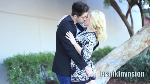 kissing prank arm wrestling