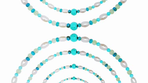 Natural turquoise and pearl with Prehnite smooth beads gemstone necklace fashinable gift 05