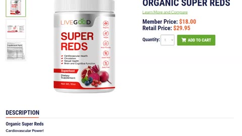LiveGood Organic Super Reds Cardiovascular Power Heart Health