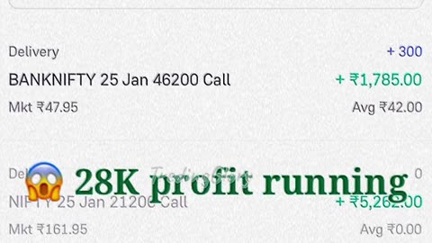 Today Bank Nifty Buying option trading call and put side option 28K profit running in groww app
