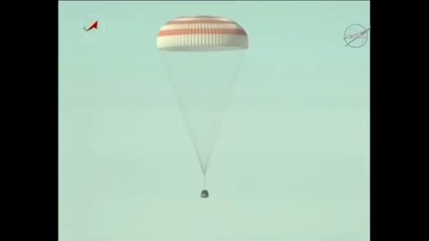 Soyuz Capsule Landing With Parachute