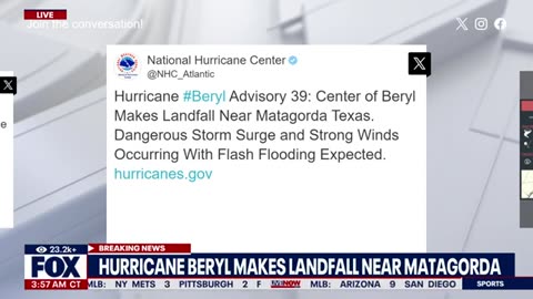 Hurricane Beryl makes landfall in Texas with life-threatening storm surge | LiveNOW from FOX