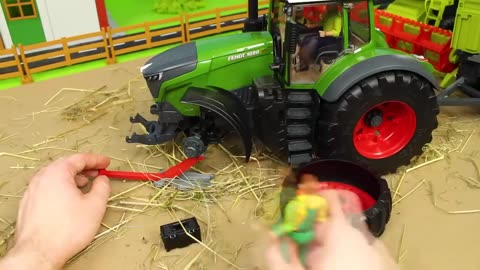A tractor drives to the farm